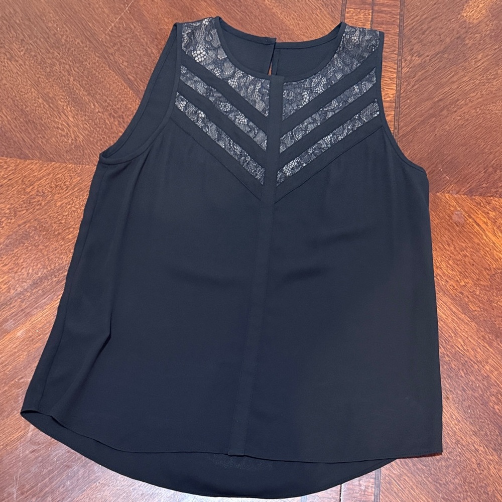 Women's Black Lace Yoke Sleeveless Camisole